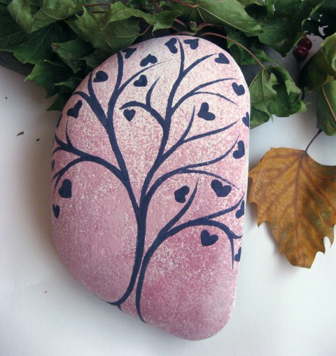 strom vděčnosti, malovaný kámen kámen strom malba přírodní akryl vděčnost 