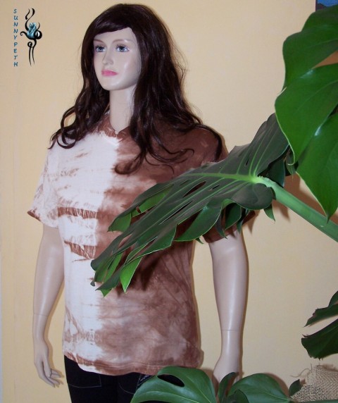 UNI batikované tričko béžovo-hnědé tričko batika 