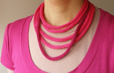 Pink ... dutinkový náhrdelník náhrdelník růžová háčkované pink dutinka šálka pastelový purpurová šálkonáhrdelník 