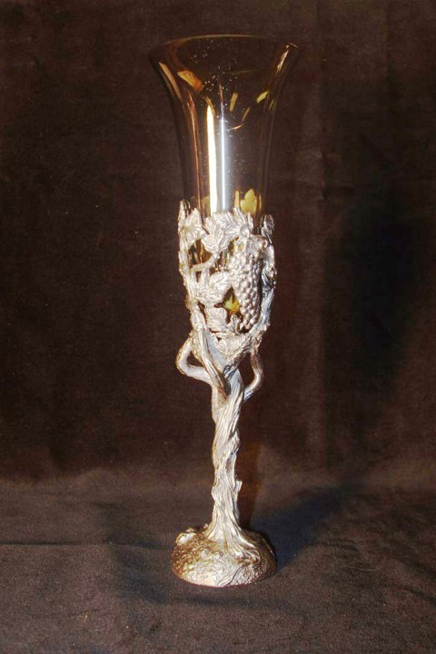 Sklenice šampus - vinná réva (cín) sklenička skleničky šampaňské glass wine history glasses historical okrok šampusky 