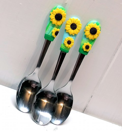Slunečnice - lžička malá domov dárek květina slunečnice květ kytka fimo motiv lžíce nádobí 