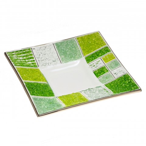 Skleněná miska CORAL KARO zelená sklo originál ruční práce skleněná miska skleněný svícen 