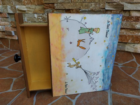 Kniha Malý princ dřevo dekorace dárek doplněk šuplík kniha malý princ 