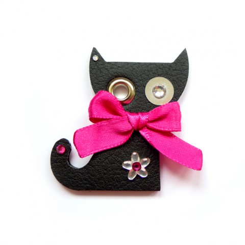 KOČIČKA LÍZA brož šperk růžová kočka kočička černá brože líza cat číča micka iloveyou 