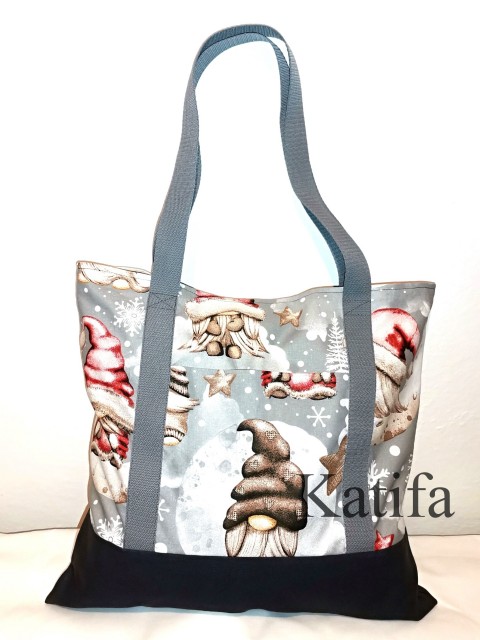 Bavlněná taška s vánočními skřítky taška vánoce nákup skřítek podšívka kapsa gnom 