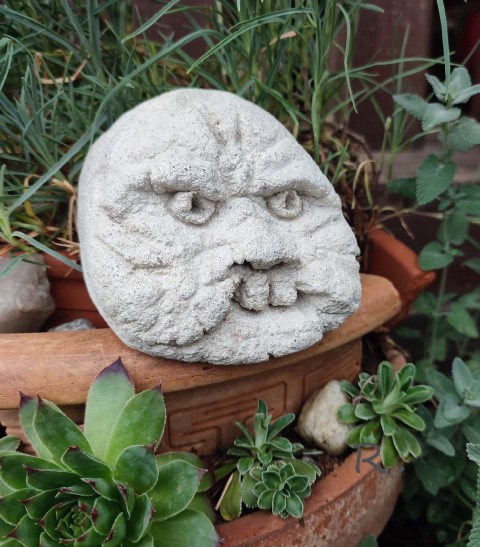 Betonový obličej kámen dekorace zahrada bílý obličej beton 