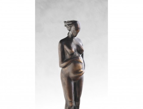 V očekávání-- socha bronz -originál plastika socha žena soška sochy dívka originál postava ženská 