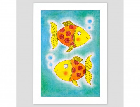 Znamení Ryby malovaný obrázek A4 do zvíře pro děti obraz ryba rybka rybička dětský dítě zvířata znamení zvěrokruh měsíční rybky rybičky zvířátko zvířátka horoskop reprodukce pokoje pokojíku 