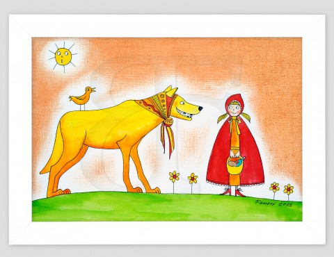 Červená Karkulka dětský obraz tisk zvíře pro děti pes pohádková holčička vlk dětský obrázek pohádka dítě dívka zvířata holka zvířátko zvířátka postava reprodukce postavy příběh pokoje o červené karkulce 