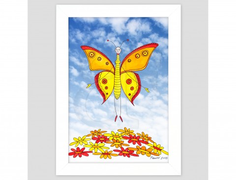 Motýl malovaný obrázek pro děti do zvíře pro děti květina obraz květiny dětský motýlek dítě dětské dětská zvířata veselý rám zvířátko zvířátka motýli reprodukce dětského pokoje pokojíku v rámu 