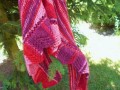 Šátek s krajkou červený melír