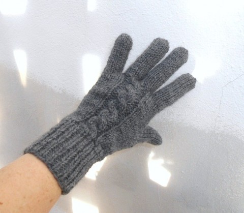 Rukavice dámské tmavě šedé originální zima pletené šedá šedé zimní rukavice dámské prstové 