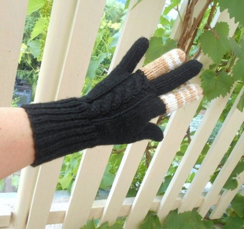 Rukavice pletené černá s melírem originální pletené zimní originál rukavice dámské melír na zimu prstové 