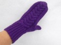 Pletené rukavice palčáky fialové