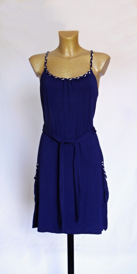 Letní šaty - vel. L modrá ramínka šaty temná 
