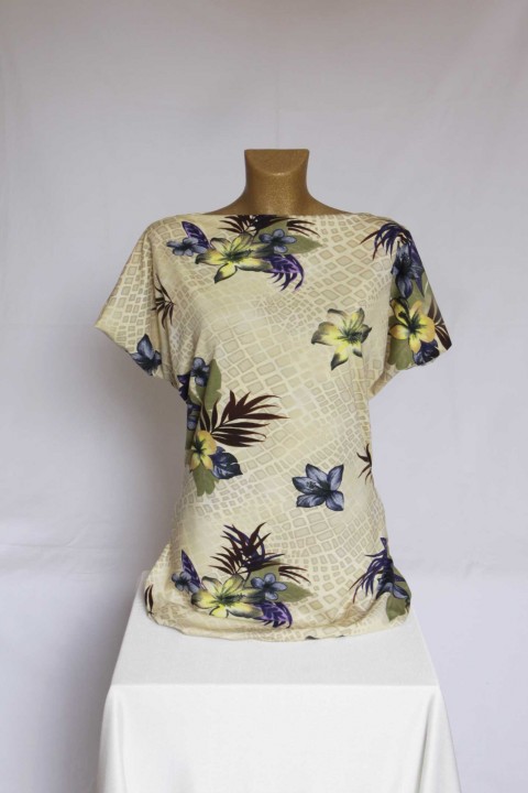 Tunika/tričko - velikost na přání tunika halenka květy květiny šitá tričko čtverce fleky geometrická 
