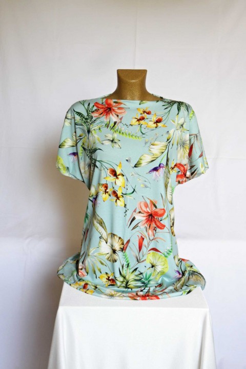 Tunika/tričko - velikost na přání list listy květy květiny palmový tráva šitá lístky lilie orchideje poupě poupata 