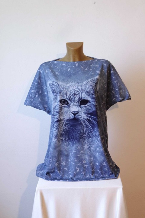 Maxitunika - kočka zvíře tunika halenka kočka šitá tričko 