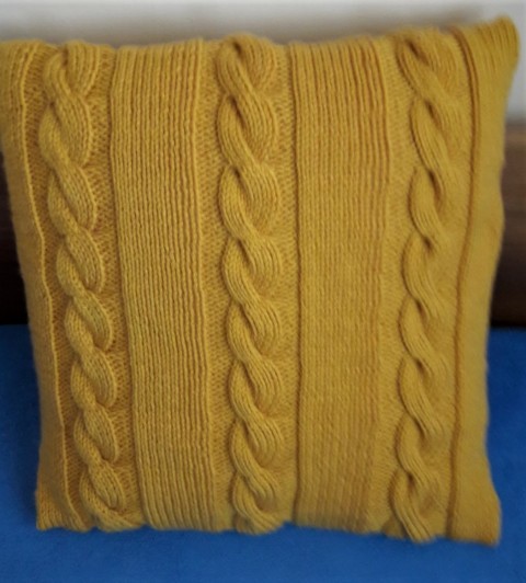 Povlak na polštář - hořčice dekorace polštářek povlak na polštář pletený povlak 