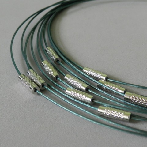 Obruč na krk, zelený - 1 ks materiál obruč lanko komponenty ocelové 