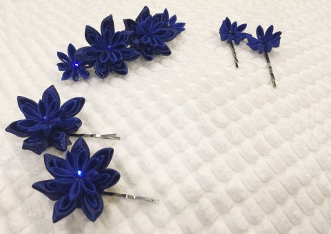 Květinky do vlasů sada...modré sníh zima květina modrá květinka kytička kytka zimní sněhová vlásenka ledový pinetka sněžný 