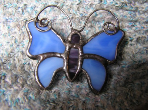 Modrý motýlek - brož brož modrá motýlek vitráž tiffan 