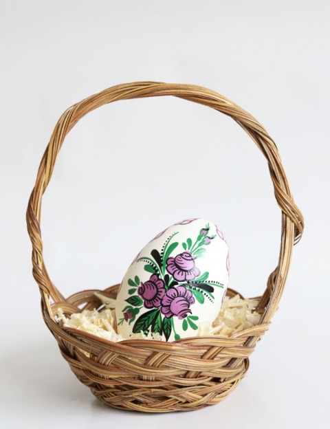 HUSÍ KRASLICE / 10 cm v košíčku jaro velikonoce kraslice tradice home decor folklor jarní dekorace lidové umění husí vejce 
