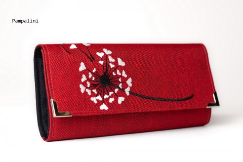 Pampelína na červené kabelka originální dárek taška květina peněženka motýl květy dáreček výšivka kůže koruna peníze imitace nákupní nákupy karty dolar shopping euro 