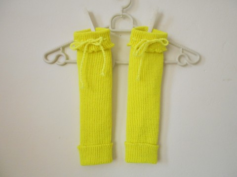 Návleky na nohy s vlnou - dětské žlutá dětské nohy vlna návleky polyamid neónová 