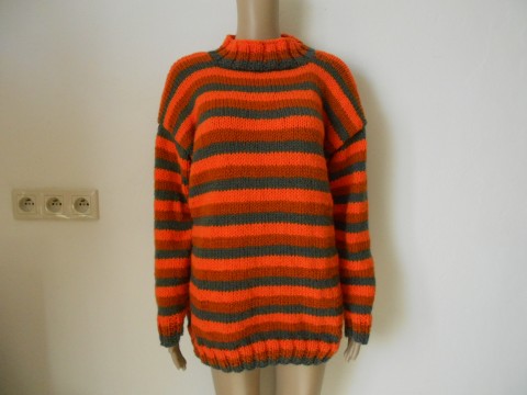 Dámský teplý svetr sleva 10% oranžová hnědá svetr akryl khaki vlna dlouhý teplý 