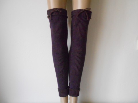 Návleky na nohy nohy návleky akryl bavlna fialová hnědá 