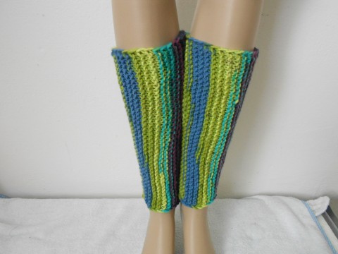 Ručně pletené návleky zelená modrá barevné fialová akryl nohy návleky 