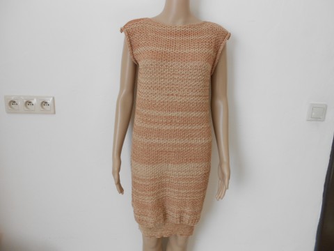 Pletené šaty - vesta sleva z 1000,- bavlna šaty béžová léto akryl rezavá 