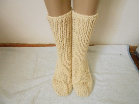 Teplé ponožky s vlnou vel. 42-43 bavlna bílá béžová ponožky vlna 43 42 