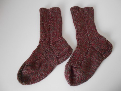 Ručně pletené ponožky s vlnou 40-41 šedá akryl ponožky vlna vínová dámské teplé 