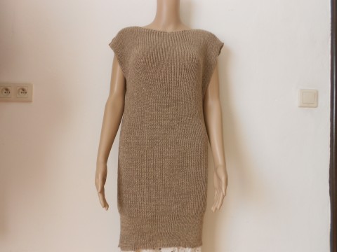 Vesta nebo šaty L,XL bavlna šaty béžová akryl vesta hnědá světlá 