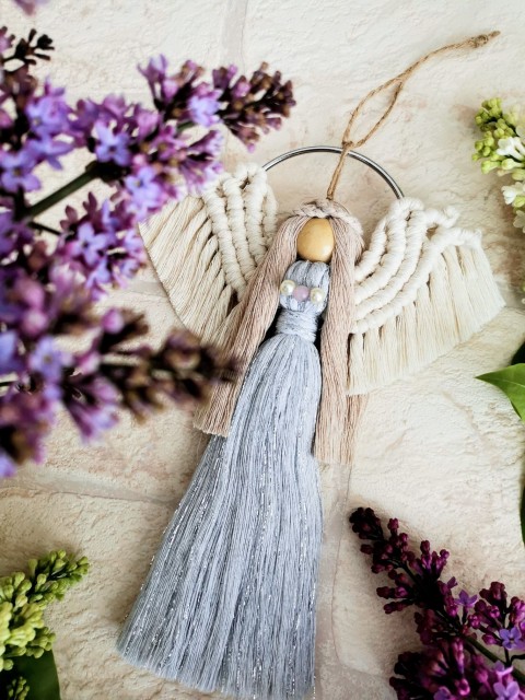 Andělka Jasmína - macrame - drhaná anděl andělka drhání macramé závěsná dekorace 