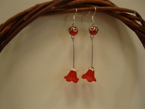 Náušnice - Květinky zvonečkové červená dárek náušnice zima vánoce zvonek elegance valentýn 