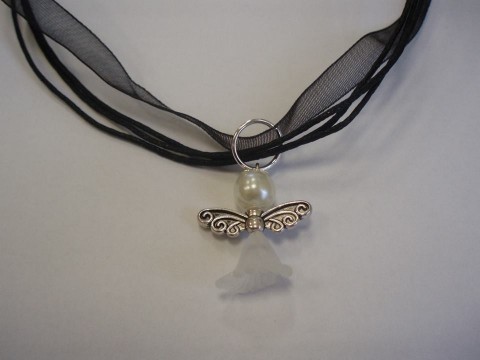 Andělský náhrdelník náhrdelník korálky náušnice bílá černá elegance anděl 