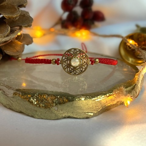 Náramek Vánoční hvězda přání šperky náramek naramek drahý kámen lotosový květ macrame 