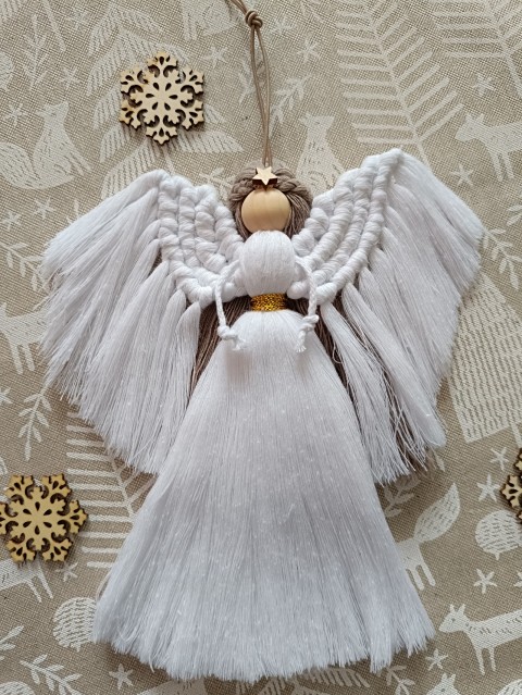 Posel Vánoc - andělka na zavěšení dekorace vánoce ozdoba anděl andělka macramé 