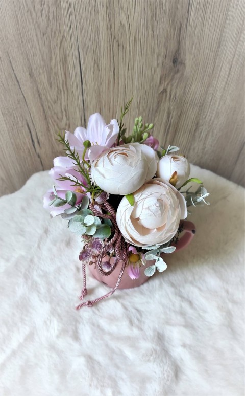 Romantický hrníček do růžové dekorace dárek květina keramika hrnek zelený narozeniny romantika květ růžový keramický bílý hrníček romantický květinový hortenzie eukalyptus gypsophila pryskyřník krásenka 
