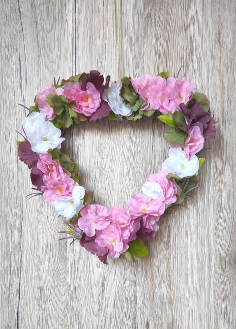 Srdce romantické s hortenzií srdce dekorace dárek růžová srdíčko zelený jarní letní narozeniny romantika jaro romantické léto bílý summer spring vzpomínka hortenzie k zavěšení rozmarýn proutěné na položení vzpomínkové 