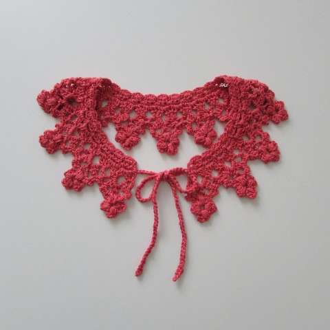 Háčkovaný límeček doplněk háčkovaný ozdoba dámský límeček cihlová crochet pro ženy 
