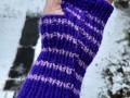 pletené rukavice bezprsťáky fialové