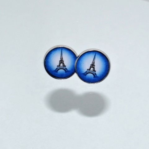 Pecky - modré Eiffelovky náušnice pecky francie modré pryskyřice náušničky náušky puzety eiffelovky paříž eiffelova věž francouzské pryskyřicové 