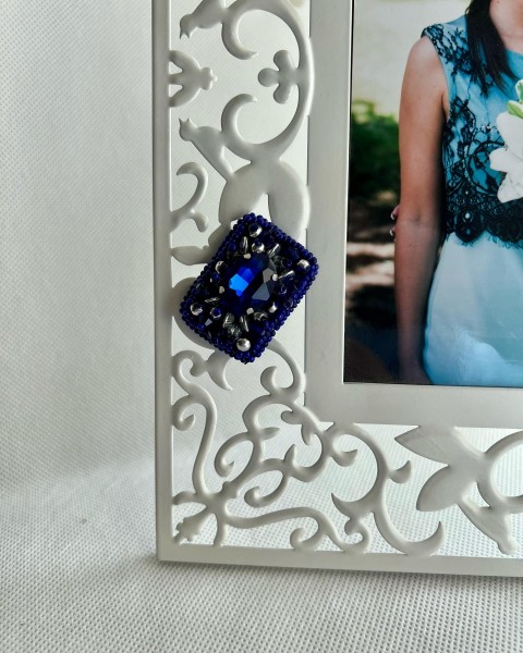 Brož - modrý obdélník brož kamínky modrá stříbrná třpytivá brože crystal kamínek zářivá luxusní brož kamínková dámská brož brož na oblečení 