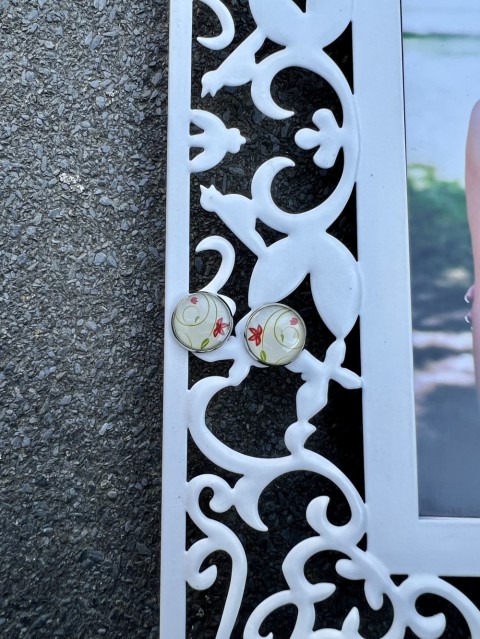 Náušnice - květy malované šperk šperky náušnice kytičky kytička kytka bižuterie akce pryskyřice náušničky náušky výprodej pryskyřicové 