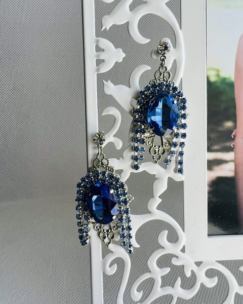 Luxusní crystal - modrý štras šperk šperky náušnice modrá elegantní modré elegance luxusní bižuterie luxus náušničky náušky ples plesové bižuterní bižu zářivé štras na ples luxury štrasové 