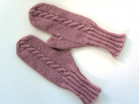 STARORŮŽOVÉ PALČÁKY pletené palčáky dámské rukavice 